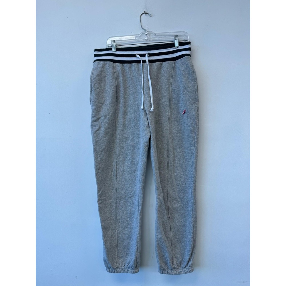 Noah Pants Mens Large Gray Fleece Jogger Sweatpants Stripe Waist‎ Zip Hem